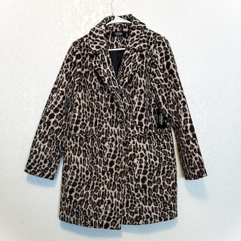 CoffeeShop New York Leopard Print Pea Coat in Brown and Black NWT XL